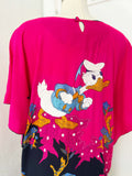 Magenta Hand Embroidered Donald Duck Caftan L|XL