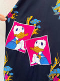 Magenta Hand Embroidered Donald Duck Caftan L|XL