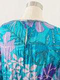 Floral Silk Sequin Semi Sheer Dress | Large