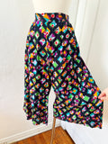 Abstract Floral Print Rayon Shorts Set | Large