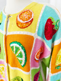 Beaded Pastel Fruit Cardigan | Large