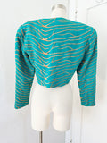 Cropped Teal Linen Jacket | Medium
