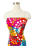 Colorful Silk Dot Strapless Dress | Medium