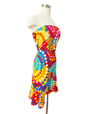 Colorful Silk Dot Strapless Dress | Medium