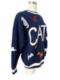 Navy Blue Ramie/Cotton Cat Sweater | XL