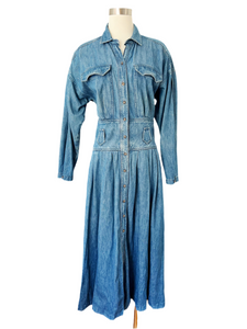 Classic Wash Denim Midi Shirtdress | Large