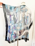 Picasso Print Scarf Double Sided Scarf Tunic Top | OSFM