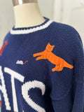 Navy Blue Ramie/Cotton Cat Sweater | XL