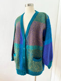 Color Block Acrylic Cardigan Sweater | XL