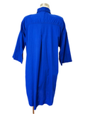 Cobalt Blue Embroidered Cotton Shirt Dress | XL