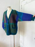 Color Block Acrylic Cardigan Sweater | XL