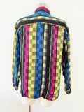 Colorful Checkered Pattern Woven Button Down | Large