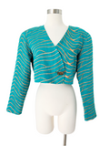 Cropped Teal Linen Jacket | Medium