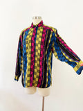 Colorful Checkered Pattern Woven Button Down | Large