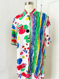 Abstract Fruit Print Rayon Shorts Set | Large