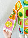 Beaded Pastel Fruit Cardigan | Large