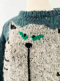 Wool Hand Knit Cat Sweater | XL