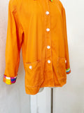Juicy Orange Cotton Shirt Jacket with Colorful Trim | XL