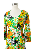 Colina Jungle Cat Print Silk Dress | Medium (As Is)