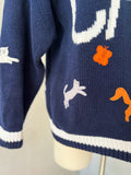 Navy Blue Ramie/Cotton Cat Sweater | XL