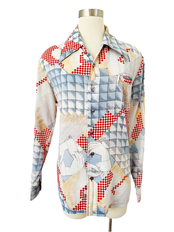 Novelty Print Button Down Shirt | XL