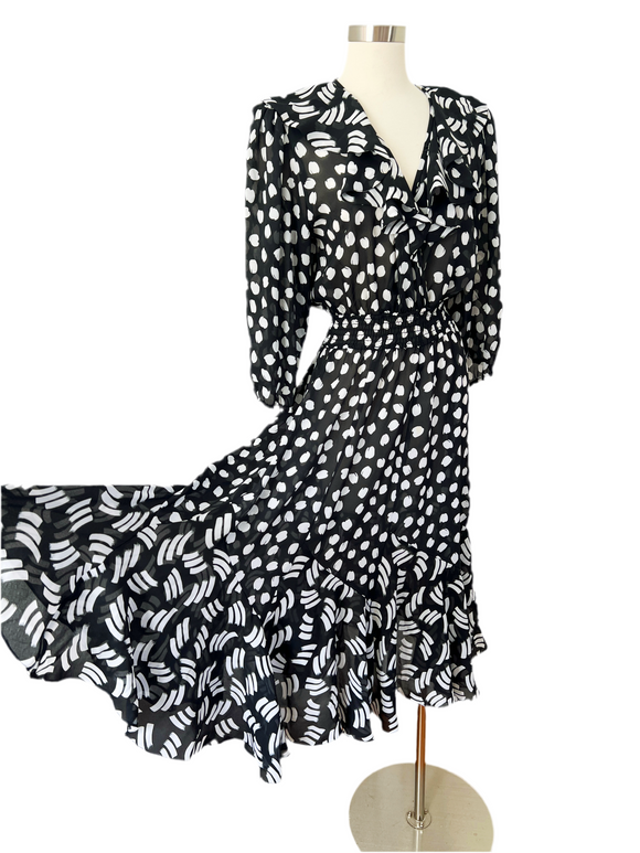 i.magnin Polka Dot Dress | Large