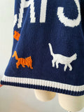 Navy Blue Ramie/Cotton Cat Sweater | XL