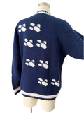 Navy Blue Ramie/Cotton Cat Sweater | XL