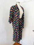 Abstract Floral Print Rayon Shorts Set | Large