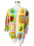 Beaded Pastel Fruit Cardigan | Large