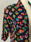 Abstract Floral Print Rayon Shorts Set | Large