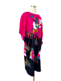 Magenta Hand Embroidered Donald Duck Caftan L|XL