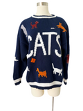 Navy Blue Ramie/Cotton Cat Sweater | XL