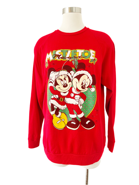 Mickey and Minnie Mistletoe Holiday Sweatshirt | Large