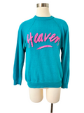 Teal and Neon Pink “Heaven” Raglan Sweatshirt | Medium