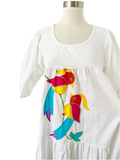 Embroidered Bird Cotton Dress | Medium