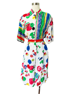 Abstract Fruit Print Rayon Shorts Set | Large