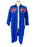 Cobalt Blue Embroidered Cotton Shirt Dress | XL