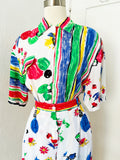 Abstract Fruit Print Rayon Shorts Set | Large