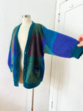 Color Block Acrylic Cardigan Sweater | XL