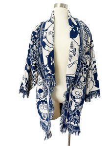 Handmade Cat Blanket Jacket with Fringe | XL