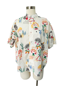 Playful Novelty Print Cotton Blouse | Large