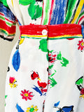 Abstract Fruit Print Rayon Shorts Set | Large