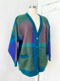 Color Block Acrylic Cardigan Sweater | XL