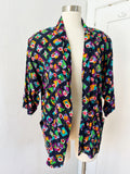 Abstract Floral Print Rayon Shorts Set | Large