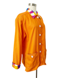 Juicy Orange Cotton Shirt Jacket with Colorful Trim | XL