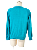 Teal and Neon Pink “Heaven” Raglan Sweatshirt | Medium
