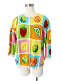 Beaded Pastel Fruit Cardigan | Large