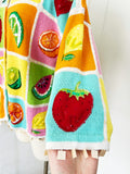 Beaded Pastel Fruit Cardigan | Large
