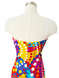 Colorful Silk Dot Strapless Dress | Medium